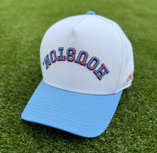 Retro - Sky Blue & Red Outline | Pre-curved Snapback