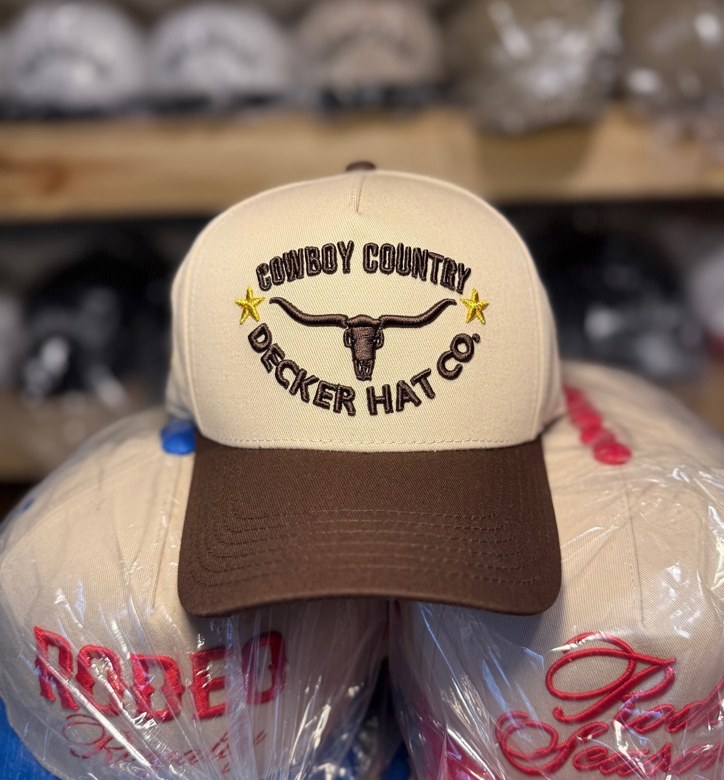 Cowboy Country - Rodeo Collection | Off-White & Brown | Pre-curved Snapback