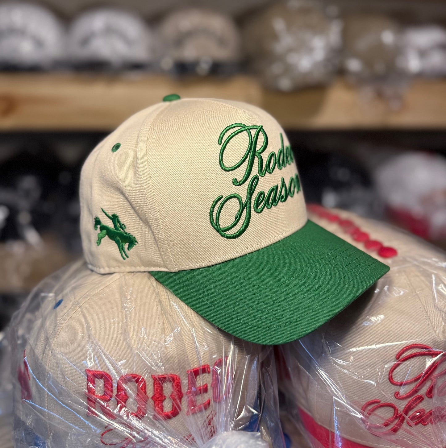 Rodeo Season - Rodeo Collection | Off-White & Green | Pre-curved Snapback