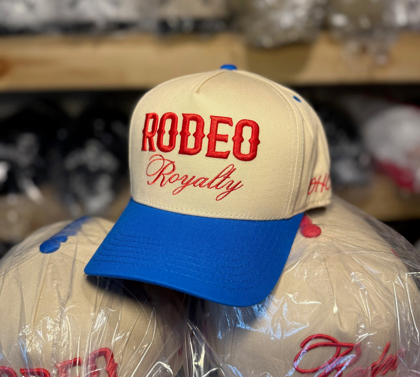 RODEO Royalty - Rodeo Collection | Off-White & Royal with Red | Pre-curved Snapback