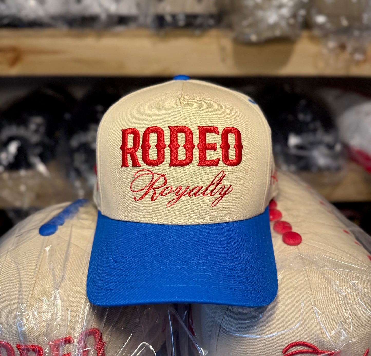 RODEO Royalty - Rodeo Collection | Off-White & Royal with Red | Pre-curved Snapback