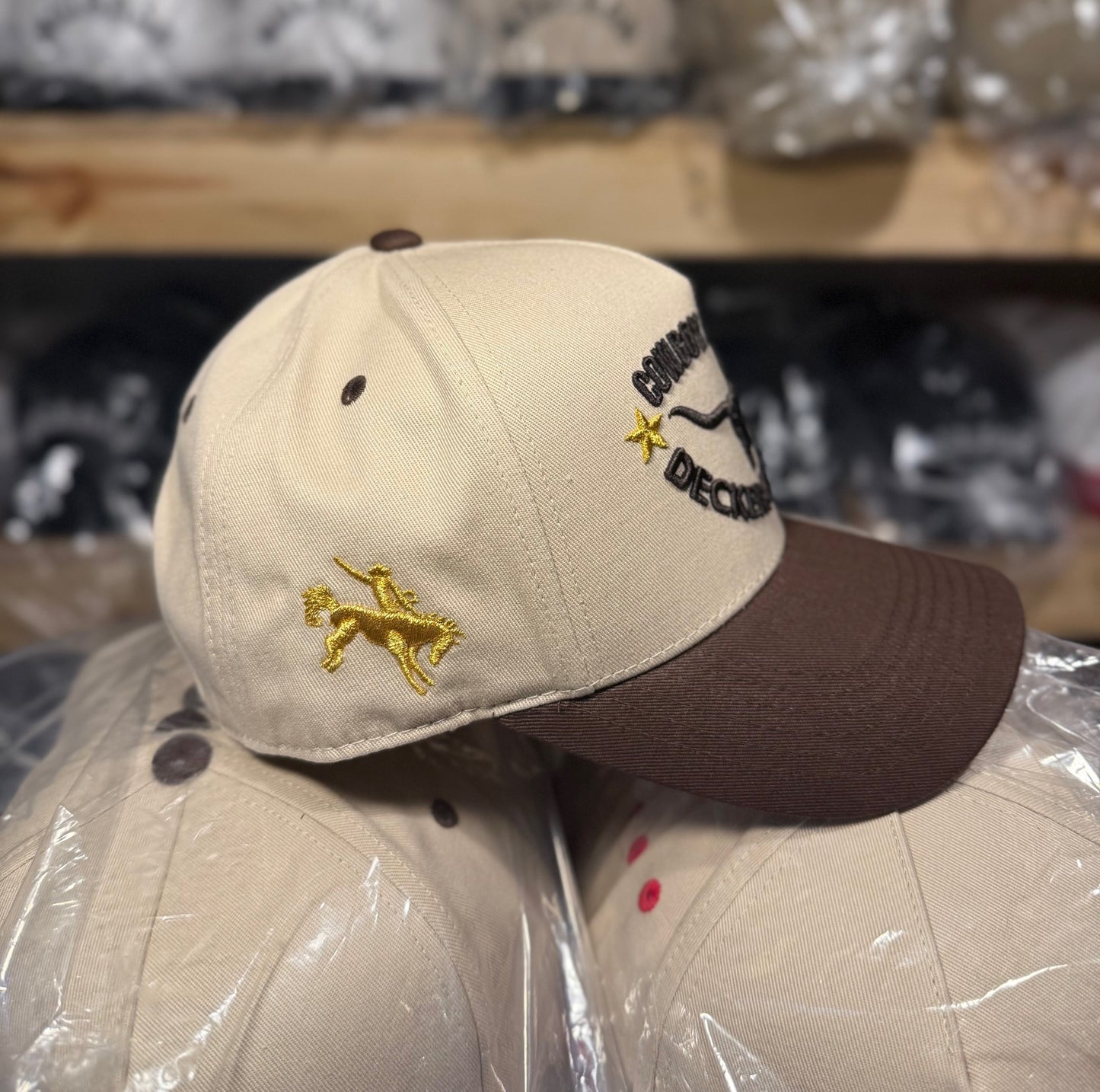 Cowboy Country - Rodeo Collection | Off-White & Brown | Pre-curved Snapback