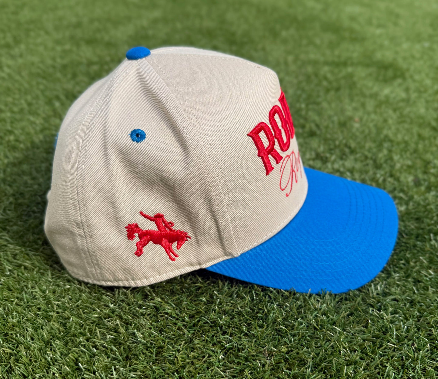 RODEO Royalty - Rodeo Collection | Off-White & Royal with Red | Pre-curved Snapback