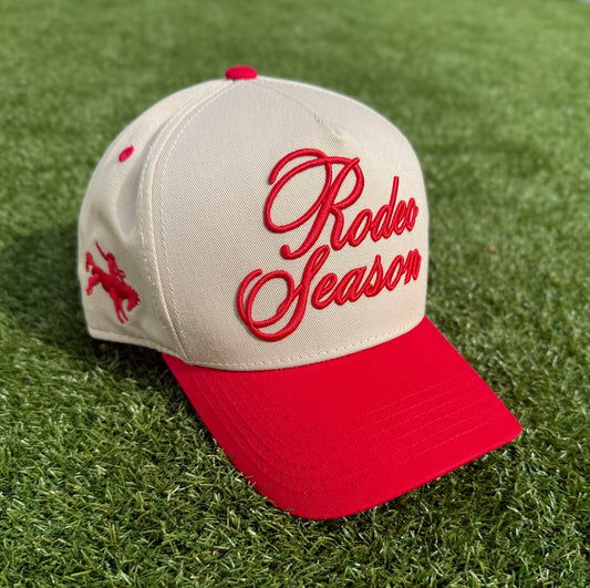 Rodeo Season - Rodeo Collection | Off-White & Red | Pre-curved Snapback