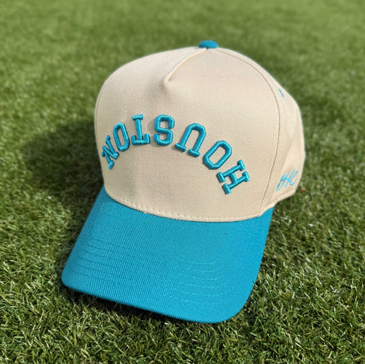 Off-White & Aqua Blue | Pre-curved Snapback