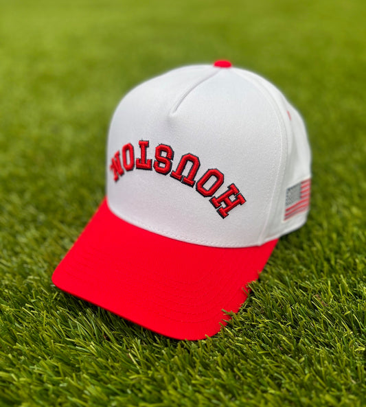 Patriotic Red | White with Navy & Red Stitching Two-Tone |  Pre-curved Snapback