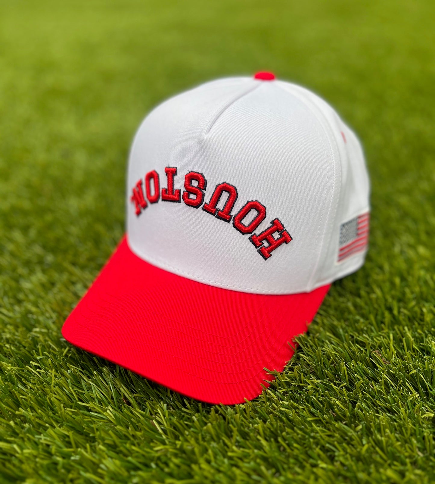 Patriotic Red | White with Navy & Red Stitching Two-Tone |  Pre-curved Snapback