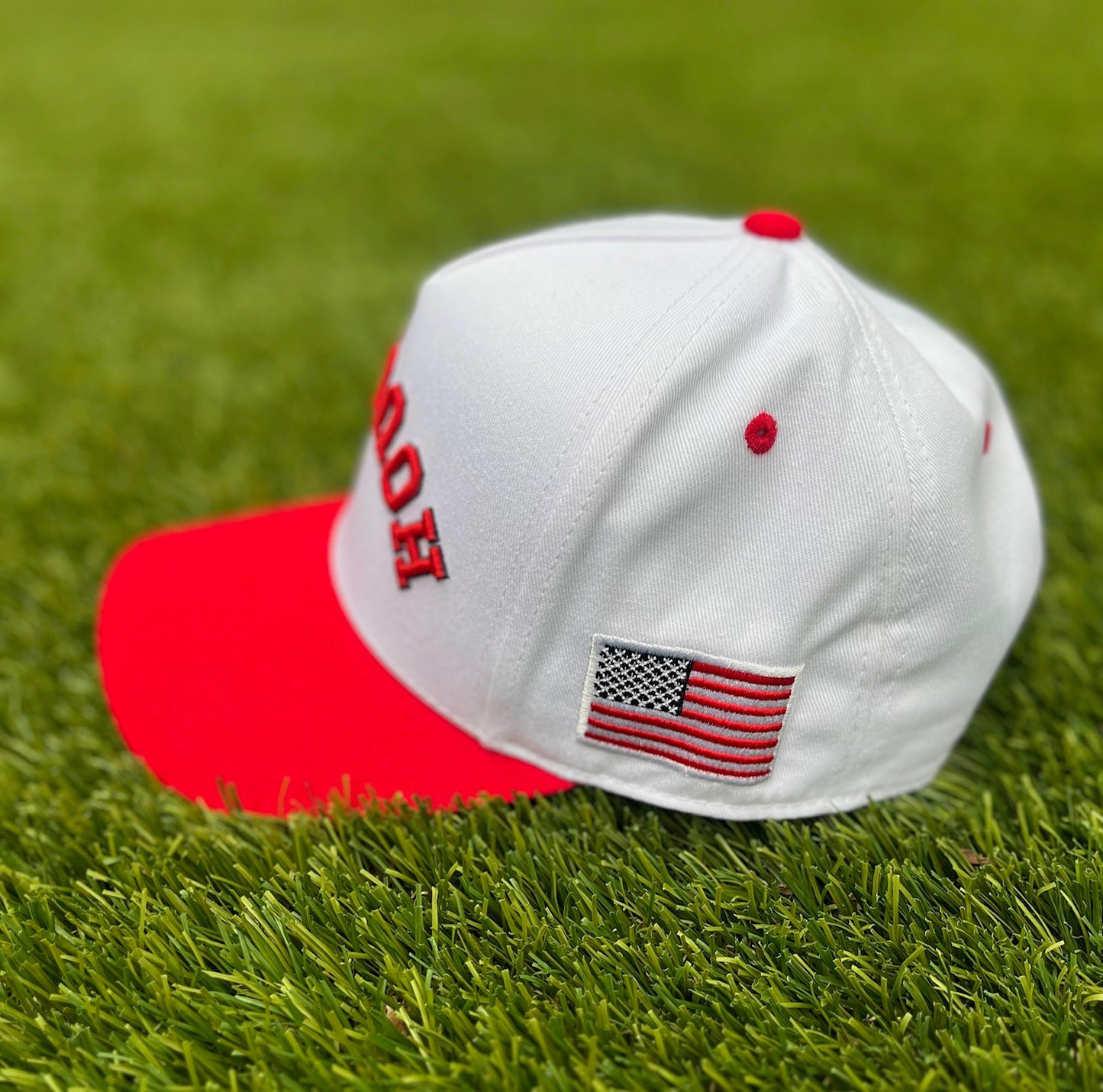 Patriotic Red | White with Navy & Red Stitching Two-Tone |  Pre-curved Snapback