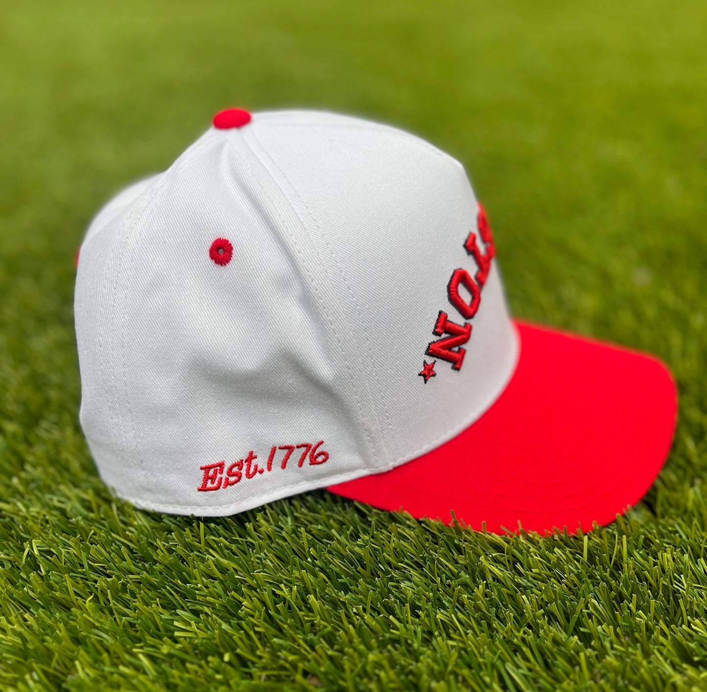 Patriotic Red | White with Navy & Red Stitching Two-Tone |  Pre-curved Snapback