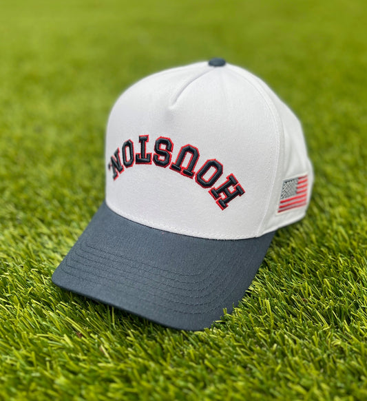 Patriotic Navy | White with Navy & Red Stitching Two-Tone |  Pre-curved Snapback