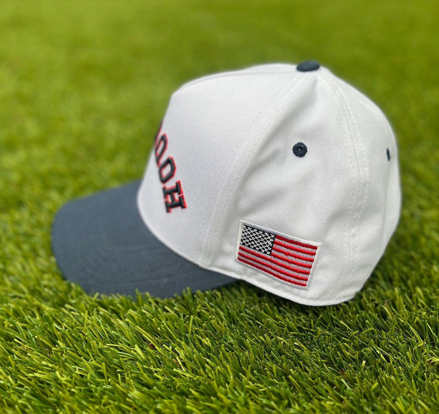 Patriotic Navy | White with Navy & Red Stitching Two-Tone |  Pre-curved Snapback