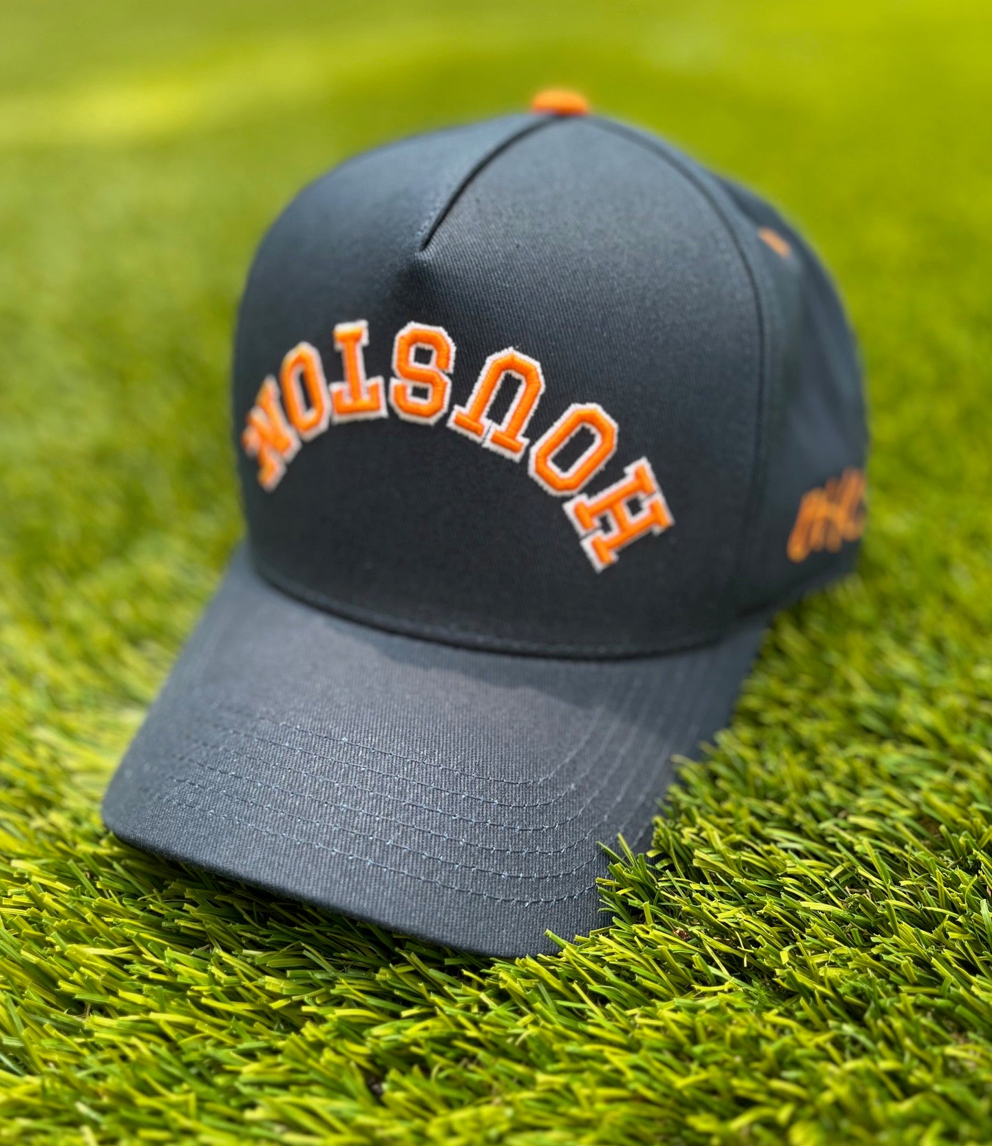 Navy with Orange Stitching and Orange Underbrim | Pre-curved Snapback