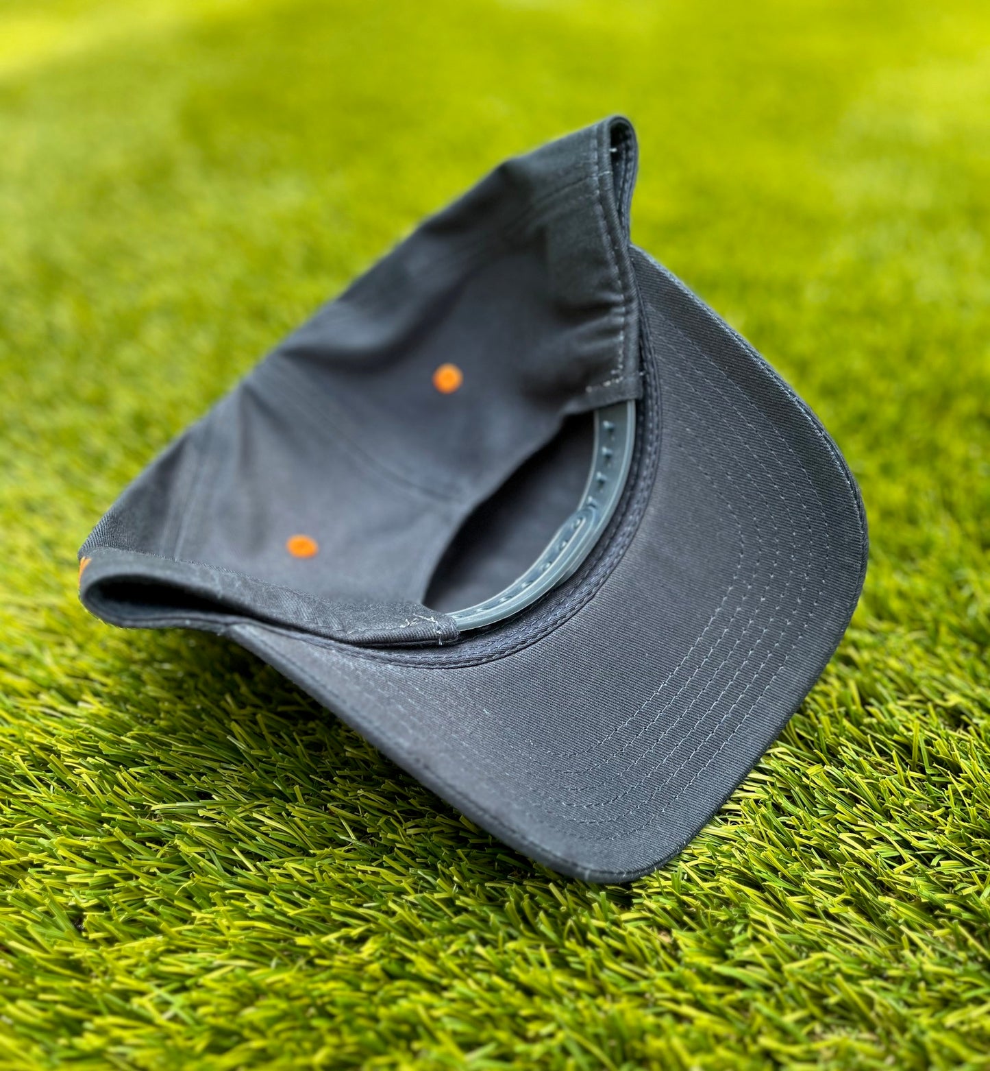 Navy with Orange Stitching and Orange Underbrim | Pre-curved Snapback