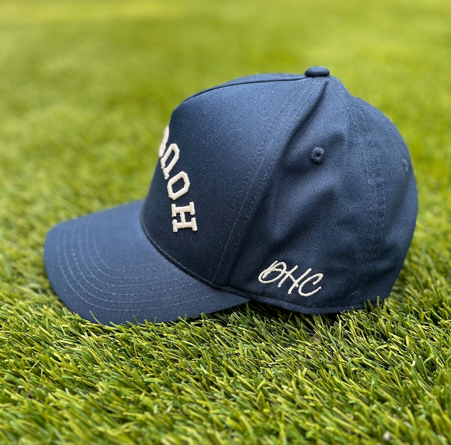 Navy with Off-White Stitching | Pre-curved Snapback