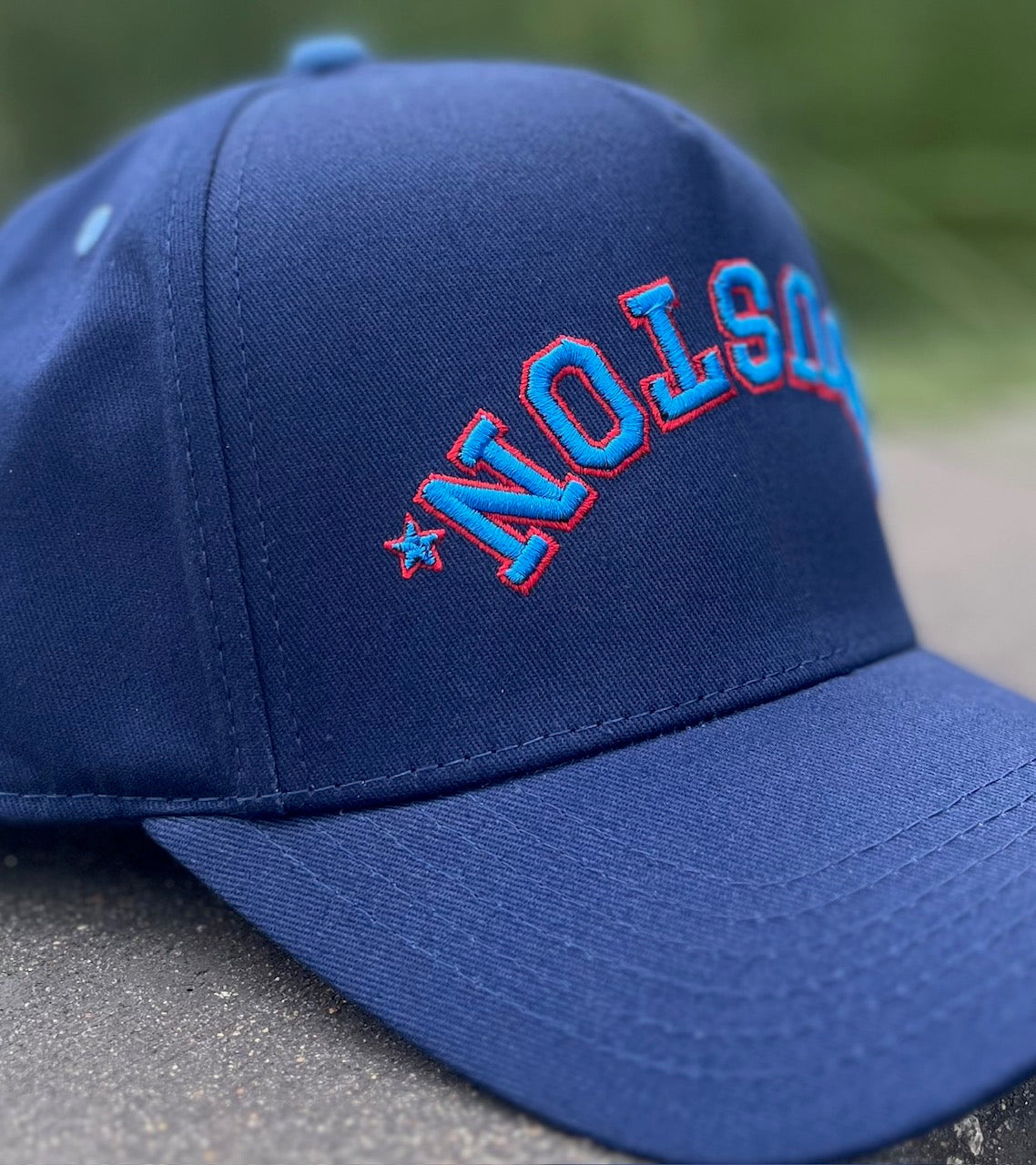 Modern - Navy with Red & Sky Blue Stitching | Pre-curved Snapback