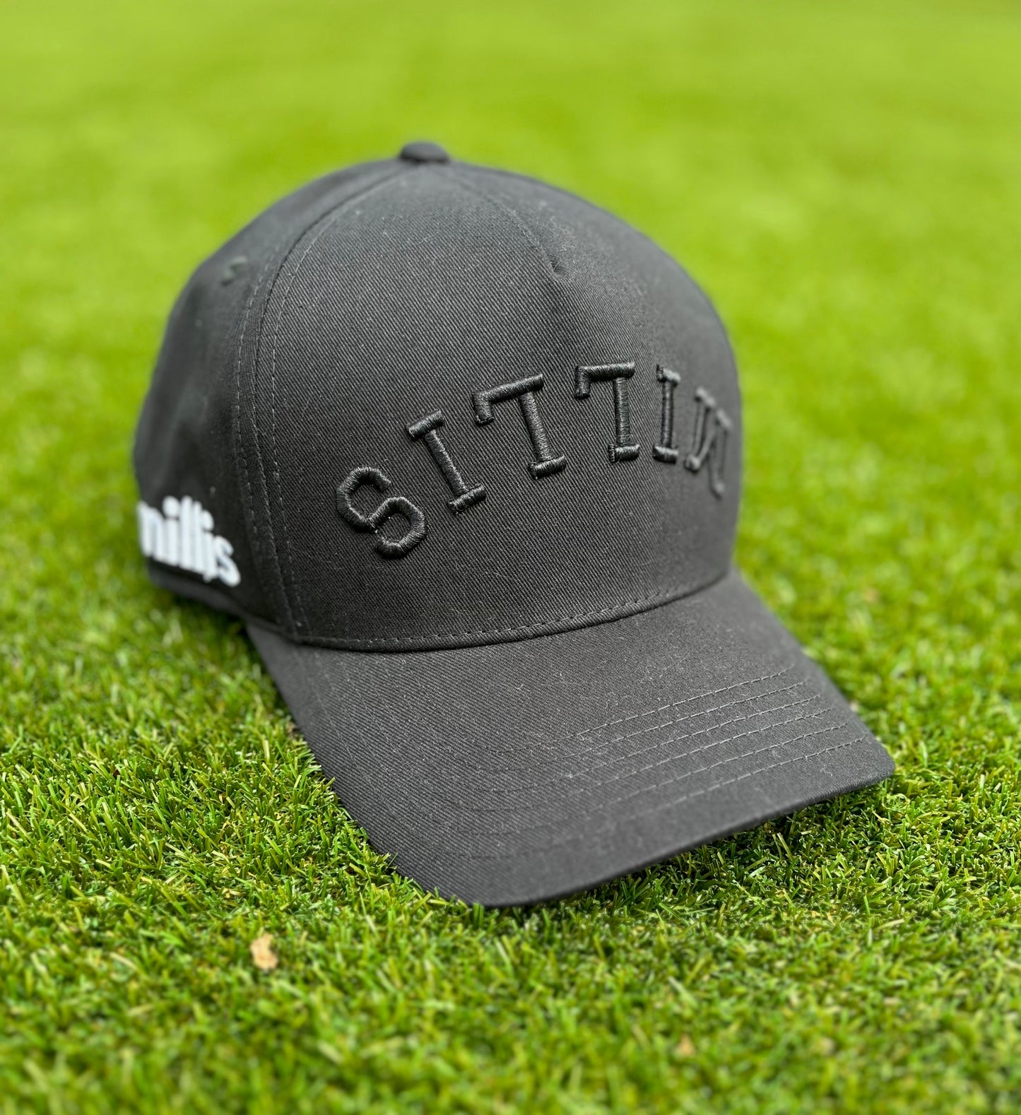 Millis Development Custom Hats - Black on Black | Pre-Curved Snapback