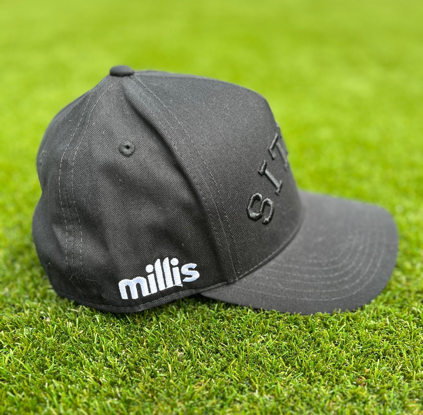 Millis Development Custom Hats - Black on Black | Pre-Curved Snapback