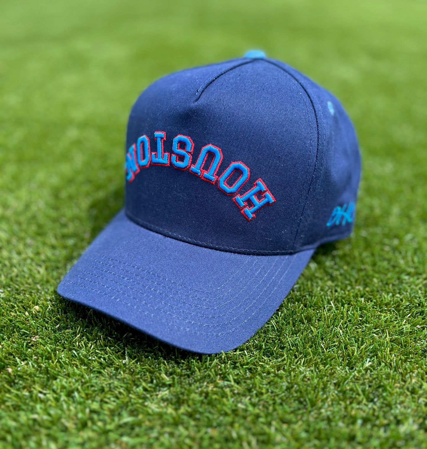 Modern - Navy with Red & Sky Blue Stitching | Pre-curved Snapback