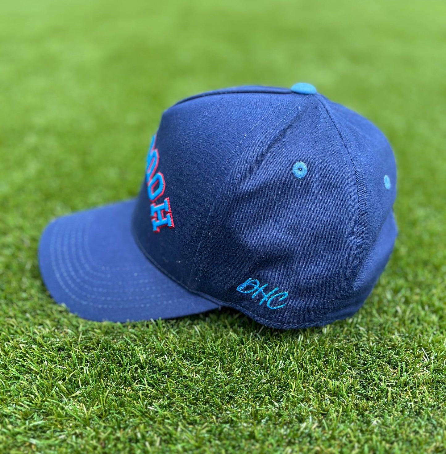 Modern - Navy with Red & Sky Blue Stitching | Pre-curved Snapback