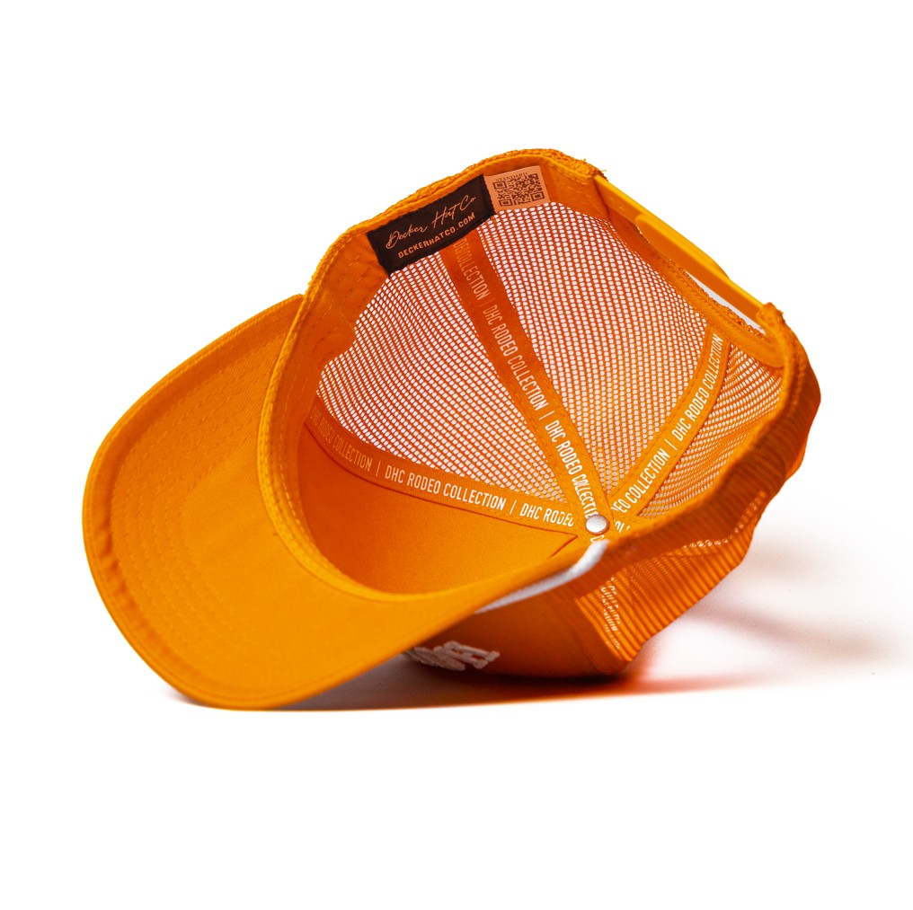 HOUSTON -  Rodeo Collection | Orange Trucker with White Stitching/Rope | Pre-curved Snapback