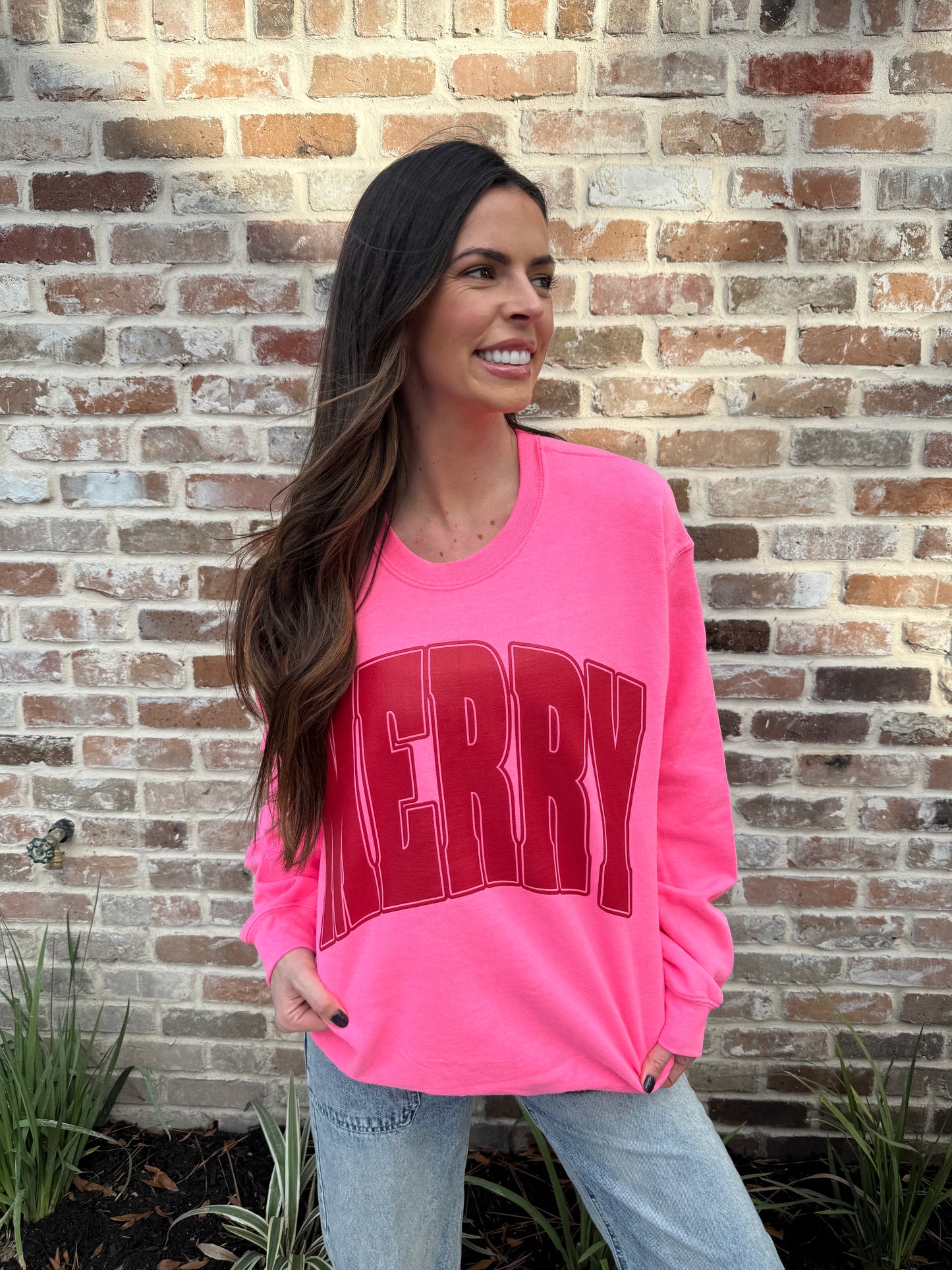 MERRY Sweatshirt | Pink with Red | Christmas Collection - LIVE NOW