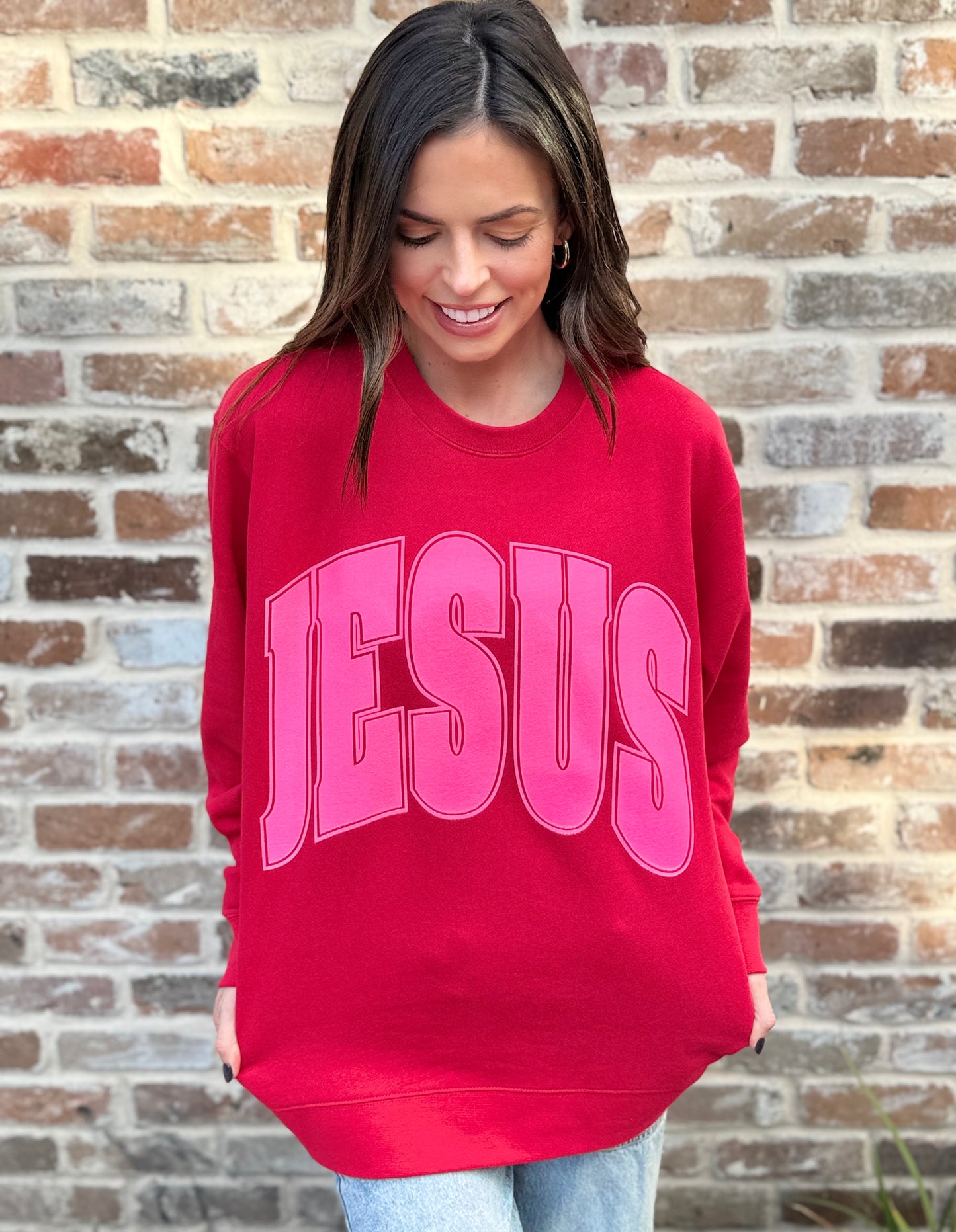 JESUS Sweatshirt | Red with Pink | Christmas Collection - LIVE NOW