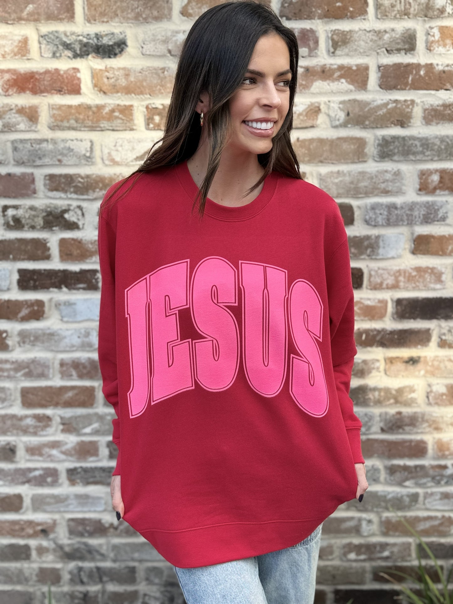 JESUS Sweatshirt | Red with Pink | Christmas Collection - LIVE NOW
