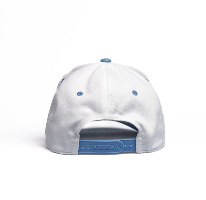 Retro | White with Sky Blue & Red Outline | Pre-curved Snapback