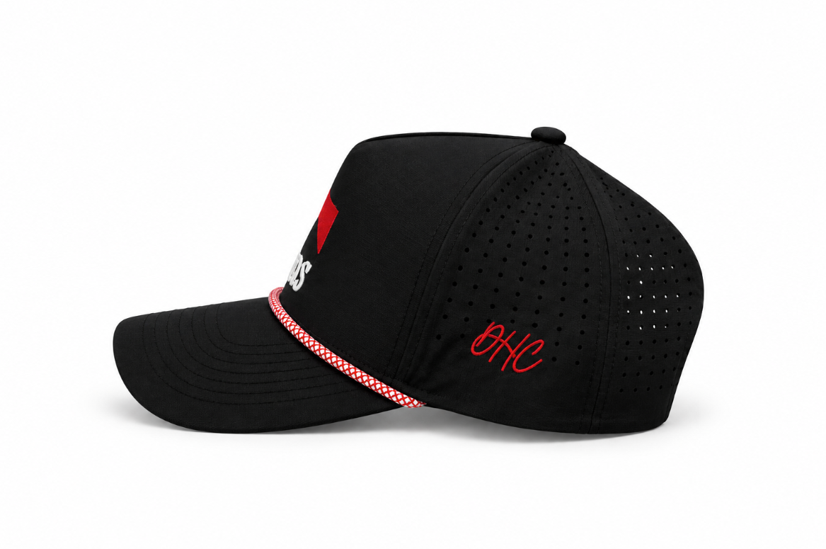 Texas Crest - Black | Black Premium Performance with Red/White Removable Rope | New Release