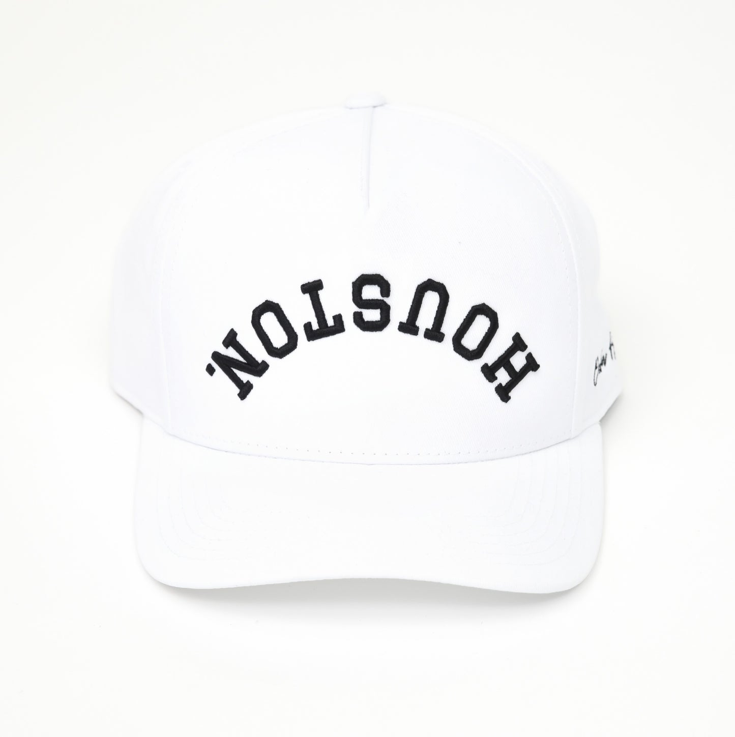 White with Black Stitching | Pre-curved Snapback