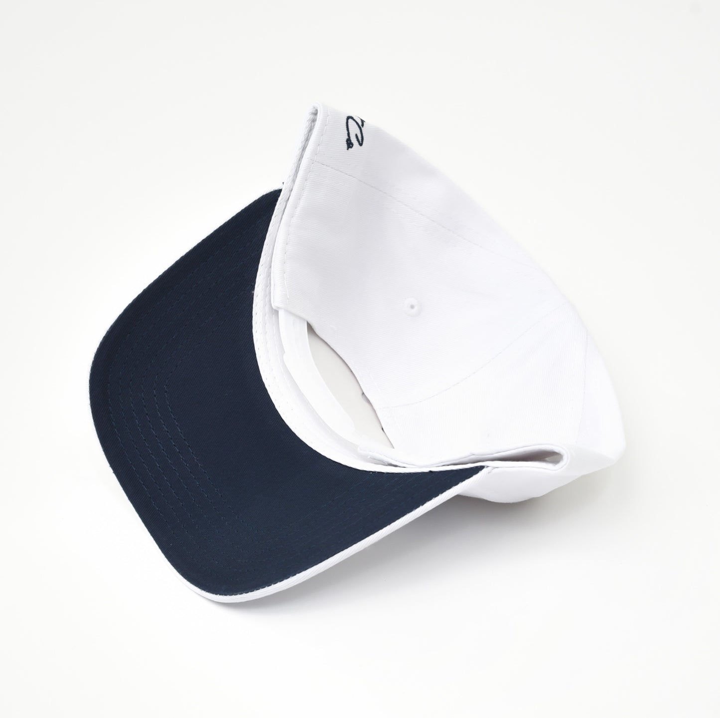 White with Navy Stitching & Navy Underbrim | Pre-curved Snapback